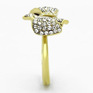 TK1032 - IP Gold(Ion Plating) Stainless Steel Ring with Top Grade Crystal  in Clear