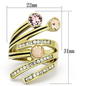 TK1033 - IP Gold(Ion Plating) Stainless Steel Ring with Top Grade Crystal  in Multi Color