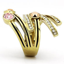 Load image into Gallery viewer, TK1033 - IP Gold(Ion Plating) Stainless Steel Ring with Top Grade Crystal  in Multi Color