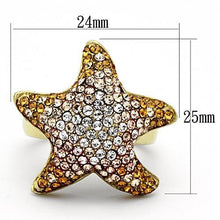 Load image into Gallery viewer, TK1034 - IP Gold(Ion Plating) Stainless Steel Ring with Top Grade Crystal  in Multi Color