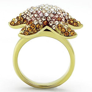 TK1034 - IP Gold(Ion Plating) Stainless Steel Ring with Top Grade Crystal  in Multi Color