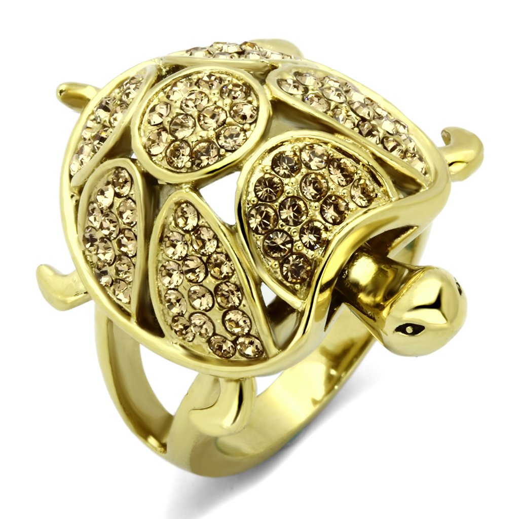 TK1035 - IP Gold(Ion Plating) Stainless Steel Ring with Top Grade Crystal  in Citrine Yellow