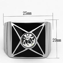 Load image into Gallery viewer, TK1049 - High polished (no plating) Stainless Steel Ring with Top Grade Crystal  in Clear