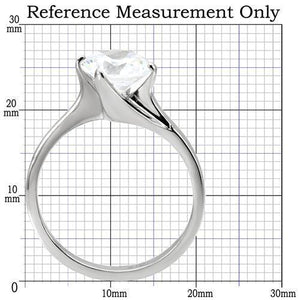 TK104 - High polished (no plating) Stainless Steel Ring with AAA Grade CZ  in Clear