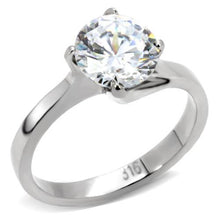 Load image into Gallery viewer, TK104 - High polished (no plating) Stainless Steel Ring with AAA Grade CZ  in Clear