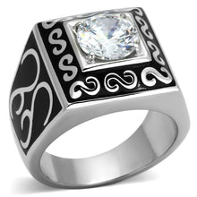 Load image into Gallery viewer, TK1050 - High polished (no plating) Stainless Steel Ring with AAA Grade CZ  in Clear