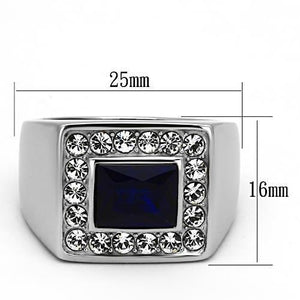 TK1051 - High polished (no plating) Stainless Steel Ring with Synthetic Synthetic Glass in Montana