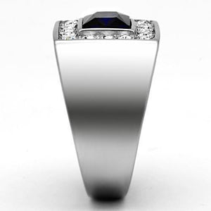 TK1051 - High polished (no plating) Stainless Steel Ring with Synthetic Synthetic Glass in Montana