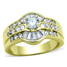 Load image into Gallery viewer, TK10528G - IP Gold(Ion Plating) Stainless Steel Ring with AAA Grade CZ  in Clear