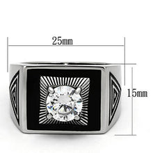 Load image into Gallery viewer, TK1053 - High polished (no plating) Stainless Steel Ring with AAA Grade CZ  in Clear