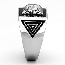 Load image into Gallery viewer, TK1053 - High polished (no plating) Stainless Steel Ring with AAA Grade CZ  in Clear