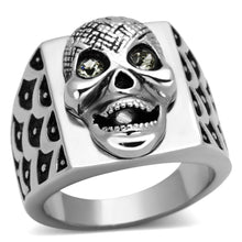 Load image into Gallery viewer, TK1056 - High polished (no plating) Stainless Steel Ring with Top Grade Crystal  in Black Diamond