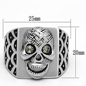 TK1056 - High polished (no plating) Stainless Steel Ring with Top Grade Crystal  in Black Diamond