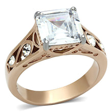 Load image into Gallery viewer, TK1059 - Two-Tone IP Rose Gold Stainless Steel Ring with AAA Grade CZ  in Clear