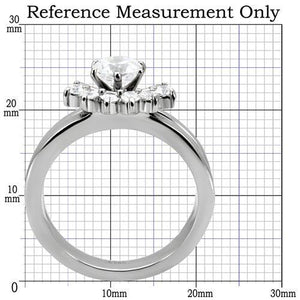 TK105 - High polished (no plating) Stainless Steel Ring with AAA Grade CZ  in Clear