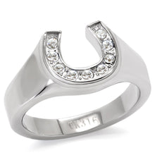 Load image into Gallery viewer, TK10616 - High polished (no plating) Stainless Steel Ring with Top Grade Crystal  in Clear