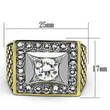 Load image into Gallery viewer, TK1061 - Two-Tone IP Gold (Ion Plating) Stainless Steel Ring with AAA Grade CZ  in Clear