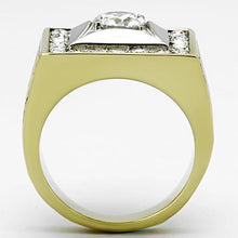 Load image into Gallery viewer, TK1061 - Two-Tone IP Gold (Ion Plating) Stainless Steel Ring with AAA Grade CZ  in Clear