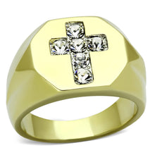 Load image into Gallery viewer, TK1062 - Two-Tone IP Gold (Ion Plating) Stainless Steel Ring with Top Grade Crystal  in Clear