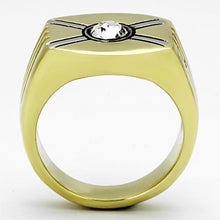 Load image into Gallery viewer, TK1064 - Two-Tone IP Gold (Ion Plating) Stainless Steel Ring with Top Grade Crystal  in Clear