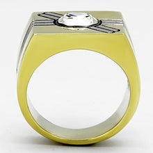 Load image into Gallery viewer, TK1065 - Two-Tone IP Gold (Ion Plating) Stainless Steel Ring with Top Grade Crystal  in Clear