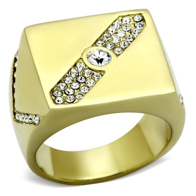 TK1066 - IP Gold(Ion Plating) Stainless Steel Ring with Top Grade Crystal  in Clear