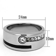 Load image into Gallery viewer, TK1067 - High polished (no plating) Stainless Steel Ring with Top Grade Crystal  in Clear