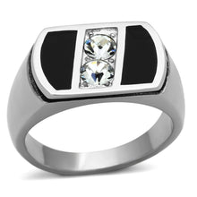 Load image into Gallery viewer, TK1068 - High polished (no plating) Stainless Steel Ring with Top Grade Crystal  in Clear