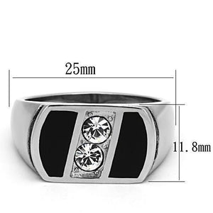 TK1068 - High polished (no plating) Stainless Steel Ring with Top Grade Crystal  in Clear