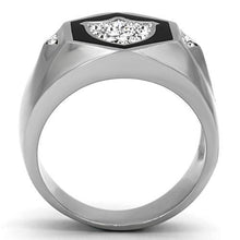 Load image into Gallery viewer, TK1069 - High polished (no plating) Stainless Steel Ring with Top Grade Crystal  in Clear