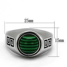 Load image into Gallery viewer, TK1070 - High polished (no plating) Stainless Steel Ring with Synthetic MALACHITE in Emerald