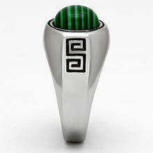 Load image into Gallery viewer, TK1070 - High polished (no plating) Stainless Steel Ring with Synthetic MALACHITE in Emerald