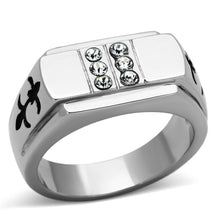 Load image into Gallery viewer, TK1071 - High polished (no plating) Stainless Steel Ring with Top Grade Crystal  in Clear