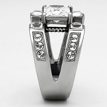 Load image into Gallery viewer, TK1072 - High polished (no plating) Stainless Steel Ring with AAA Grade CZ  in Clear