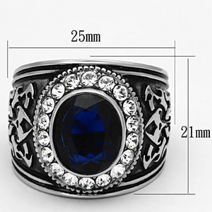 TK1075 - High polished (no plating) Stainless Steel Ring with Synthetic Synthetic Glass in Montana