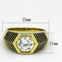 Load image into Gallery viewer, TK1076 - IP Gold(Ion Plating) Stainless Steel Ring with AAA Grade CZ  in Clear