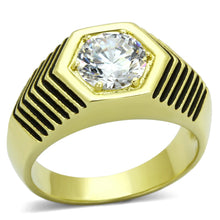 Load image into Gallery viewer, TK1076 - IP Gold(Ion Plating) Stainless Steel Ring with AAA Grade CZ  in Clear