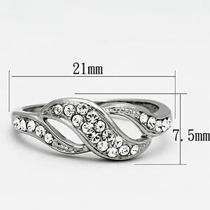 TK1085 - High polished (no plating) Stainless Steel Ring with Top Grade Crystal  in Clear