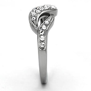 TK1085 - High polished (no plating) Stainless Steel Ring with Top Grade Crystal  in Clear