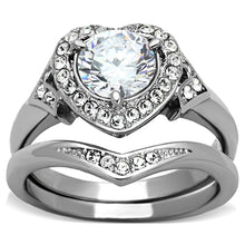 Load image into Gallery viewer, TK1087 - High polished (no plating) Stainless Steel Ring with AAA Grade CZ  in Clear