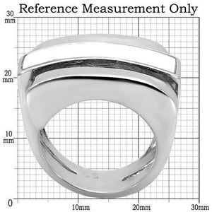 TK108 - High polished (no plating) Stainless Steel Ring with Semi-Precious Agate in White