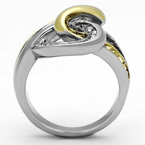 TK1094 - Two-Tone IP Gold (Ion Plating) Stainless Steel Ring with Top Grade Crystal  in Citrine Yellow