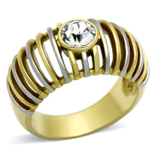 Load image into Gallery viewer, TK1095 - Two-Tone IP Gold (Ion Plating) Stainless Steel Ring with Top Grade Crystal  in Clear