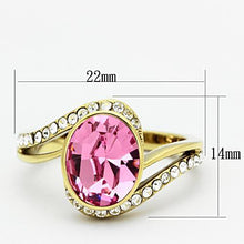 Load image into Gallery viewer, TK1097 - IP Gold(Ion Plating) Stainless Steel Ring with Top Grade Crystal  in Rose