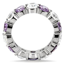 Load image into Gallery viewer, TK109 - High polished (no plating) Stainless Steel Ring with AAA Grade CZ  in Amethyst