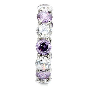 TK109 - High polished (no plating) Stainless Steel Ring with AAA Grade CZ  in Amethyst