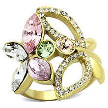 Load image into Gallery viewer, TK1100 - IP Gold(Ion Plating) Stainless Steel Ring with Top Grade Crystal  in Multi Color