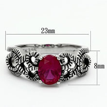 Load image into Gallery viewer, TK1112 - High polished (no plating) Stainless Steel Ring with AAA Grade CZ  in Ruby