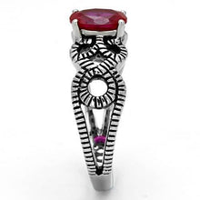 Load image into Gallery viewer, TK1112 - High polished (no plating) Stainless Steel Ring with AAA Grade CZ  in Ruby