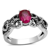 Load image into Gallery viewer, TK1112 - High polished (no plating) Stainless Steel Ring with AAA Grade CZ  in Ruby